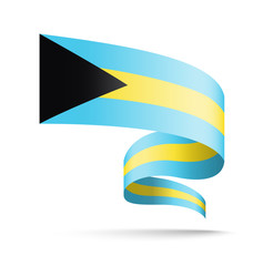 Bahamas flag in the form of wave ribbon.