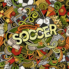 Cartoon cute doodles hand drawn Soccer illustration