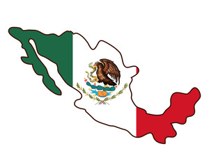 mexican map with flag