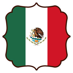 mexican emblem with flag