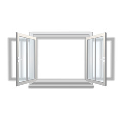 Open window, isolated object on white background.