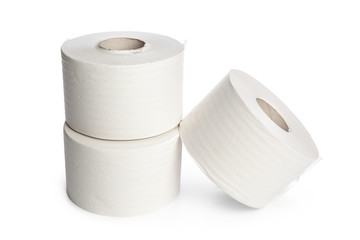 toilet paper on white background
