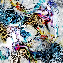 Printed kitchen splashbacks Graffiti leopard  texture ,fabric print seamless