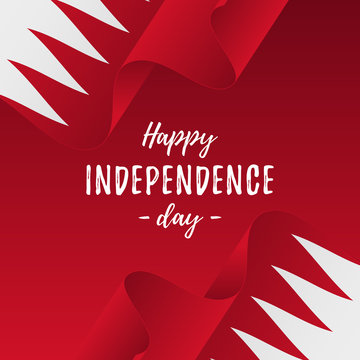 Banner or poster of Bahrain independence day celebration. Bahrain flag. Vector illustration.