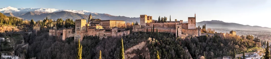 Foto op Canvas Palace and fortress complex Alhambra with Comares Tower, Palacios Nazaries and Palace of Charles V during sunset in Granada, Andalusia, Spain. © maylat