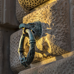 Real ring, detail of the facade of the palace of Charles V in Granada, Andalusia, Spain.