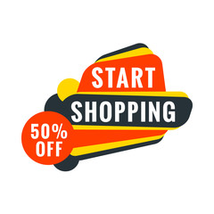 Obraz premium Sale bunner template. Vector design element for your promotion. Red, yellow and blue color theme. Rounded speech bubble