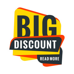 Sale bunner template. Vector design element for your promotion. Red, yellow and blue color theme. Rounded speech bubble