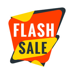 Sale bunner template. Vector design element for your promotion. Red, yellow and blue color theme. Rounded speech bubble