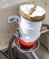 Fuel filter on a boat