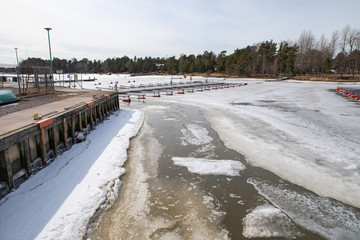 Harbour has still some ice in spring time
