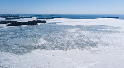 Naklejka na ściany i meble Archipelago in Finland has still some ice in spring time