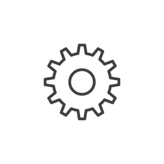 Cogwheel outline icon. linear style sign for mobile concept and web design. Settings simple line vector icon. Symbol, logo illustration. Pixel perfect vector graphics