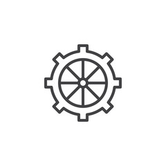 Gearwheels outline icon. linear style sign for mobile concept and web design. Cog simple line vector icon. Symbol, logo illustration. Pixel perfect vector graphics