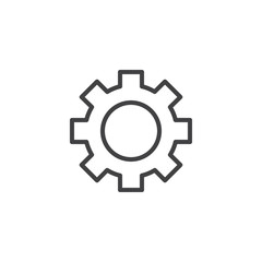 Gearwheel outline icon. linear style sign for mobile concept and web design. Cog wheel simple line vector icon. Setting symbol, logo illustration. Pixel perfect vector graphics