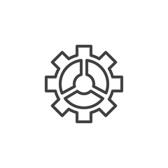 Gear outline icon. linear style sign for mobile concept and web design. Cogwheel simple line vector icon. Settings symbol, logo illustration. Pixel perfect vector graphics