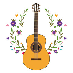 acoustic guitar with floral wreath