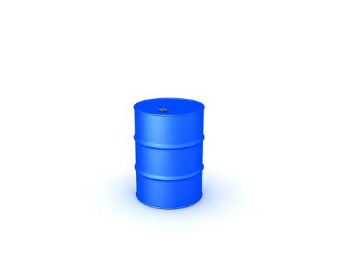 3D illustration of blue oil drum barrel