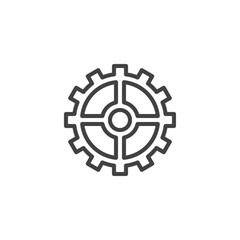 Gearwheel outline icon. linear style sign for mobile concept and web design. Cogwheel simple line vector icon. Settings symbol, logo illustration. Pixel perfect vector graphics