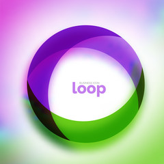 Loop circle business icon, created with glass transparent color shapes