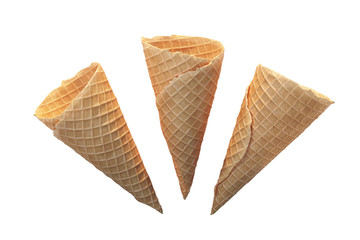 Delicious ice-cream cones isolated on white background. 3d illustration