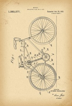 1918 Patent Velocipede Bicycle history  invention