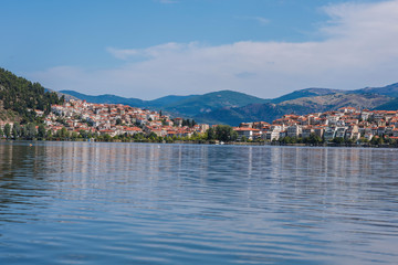 Panoramic view on the Kastoria town and Orestias Lake. Greece