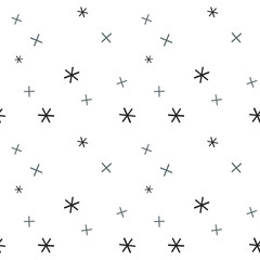 Math symbol pattern. Mathematic geometric seamless . Abstract background from plus, multiplication signs. On white background. Geometric Stars seamless pattern.