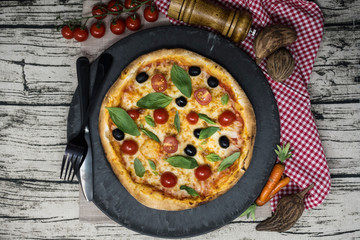 tasty pizza on a the table