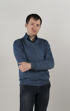 frustrated young man on background