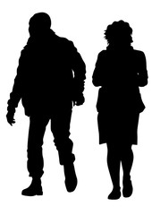 Couple of young guy and girl on white background