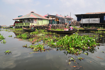 Lake village Ganvie on Lake Nokoué near Cotonou, Benin
