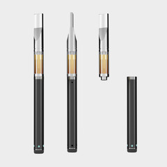 Cannabis Vape Pen and Replacement Cartridge - Chrome/Silver