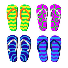 Beach Slippers with pattern isolated for decorating tourist leaflets, banners, posters, booklets, websites