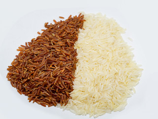 Brown rice , white rice.