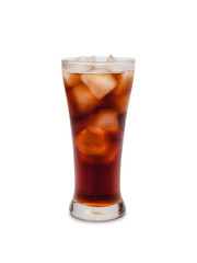 Cola with ice cubes.(clipping path)