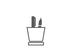 Education icon, pen and pencil holder icon