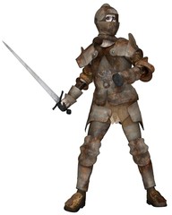 Undead Zombie Knight in Attacking Pose - fantasy illustration