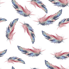 seamless waterecolor feather pattern