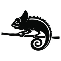 Icon chameleon. Flat symbol chameleon. Isolated black sign chameleon on white background. Vector Illustration © archivector