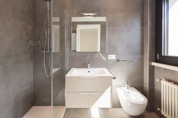 Modern bathroom with large tiles