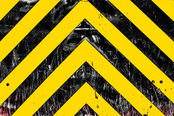 gelb schwarz gestreiftes Schild aus Metall