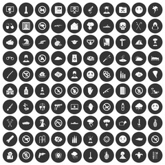 100 tension icons set black circle