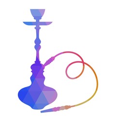 triangular colored silhouette of hookah, shisha over white background