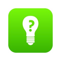 Light bulb with question mark inside icon digital green