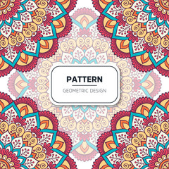 Fototapeta premium Ethnic floral seamless pattern with mandalas