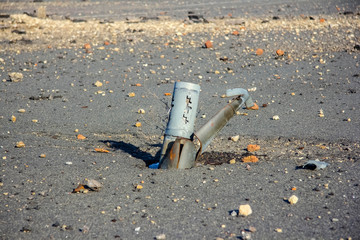 Ukraine, Lugansk - 25 february 2018: A missile from the installation of hail, falling into the...