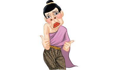 Thai woman action cartoon, vector
