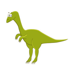 Cute cartoon compsognathus. Vector illustration of dinosaur isol