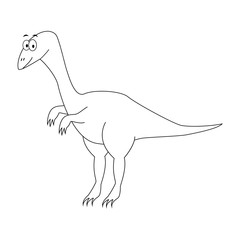 Obraz na płótnie Canvas Colorless funny cartoon compsognathus. Vector illustration. Col